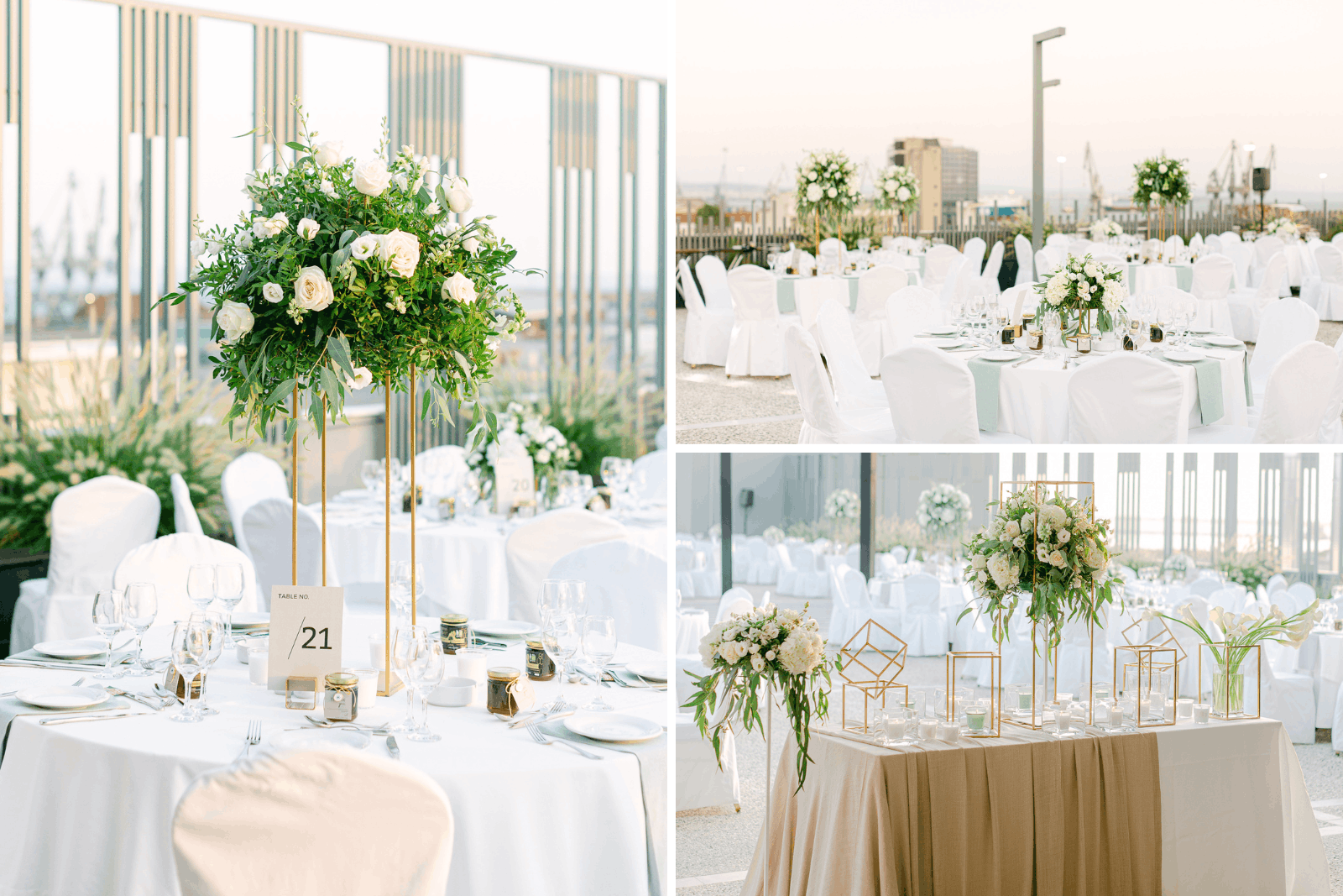 Rooftop wedding reception with city views in Thessaloniki, Greece